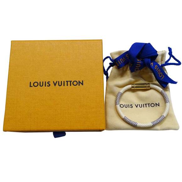 LOUIS VUITTON White Damier Leather Charm Bracelet - Picture 4 of 5